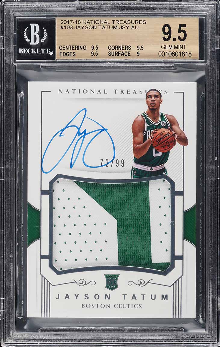 2017 National Treasures Jayson Tatum ROOKIE PATCH AUTO /99 #103 BGS 9.5 GEM MINT