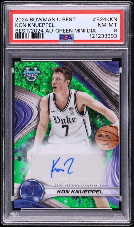 2024 Bowman U Best Of '24 Green Mini Diamond Kon Knueppel RC AUTO /99 PSA 8
