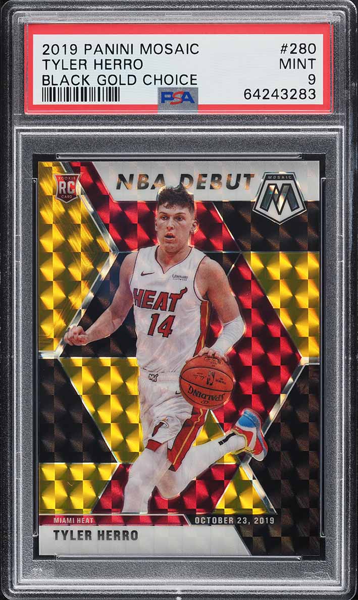 2019 Panini Mosaic Black Gold Choice Tyler Herro ROOKIE 1/8 #280 PSA 9 MINT