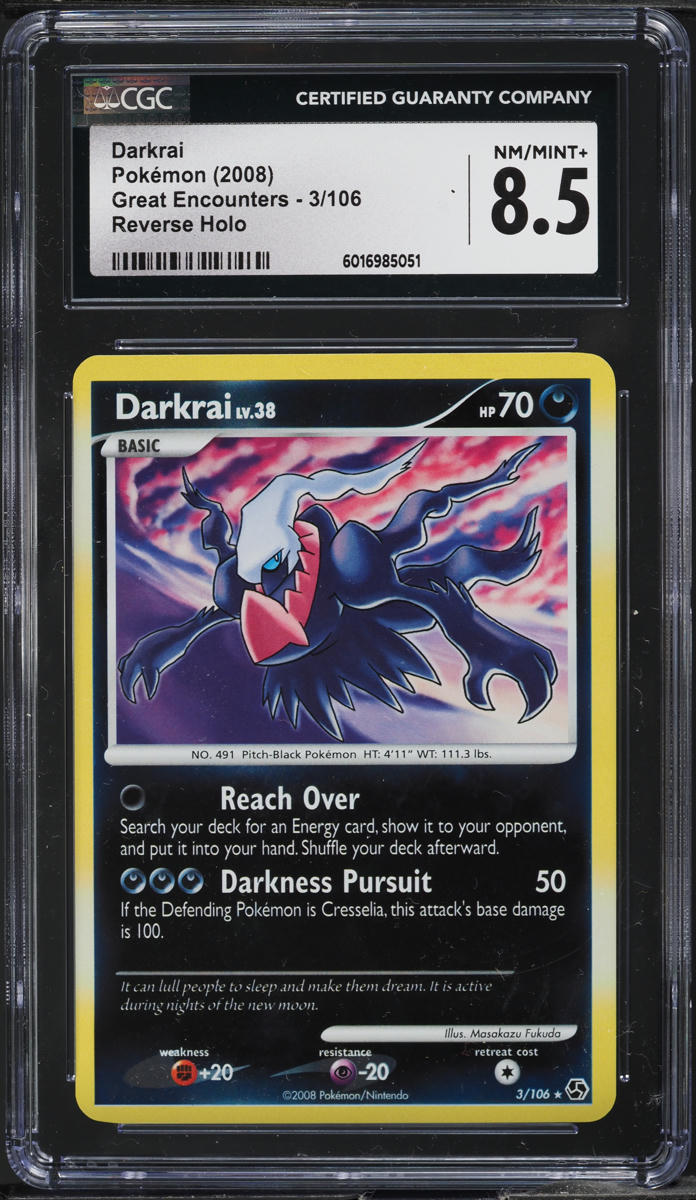 2008 Pokemon Diamond & Pearl Great Encounters Reverse Holo Darkrai #3 CGC 8.5
