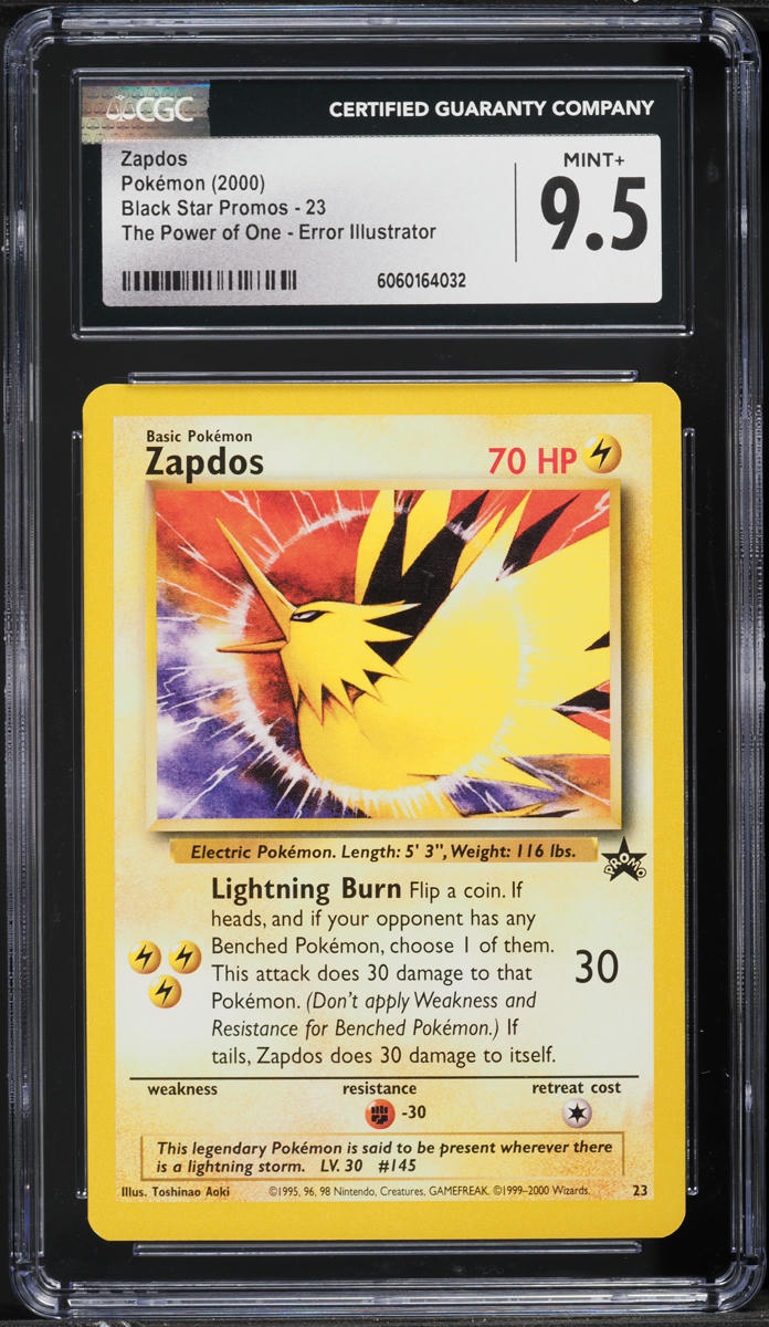 2000 Pokemon Black Star Promo Aoki Error Zapdos #23 CGC 9.5 MINT+