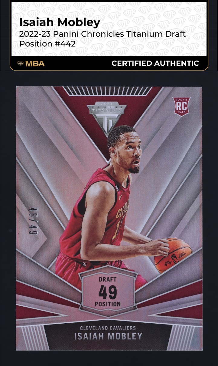 2022 Panini Chronicles Titanium Draft Position Isaiah Mobley ROOKIE /49 MBA AUTH
