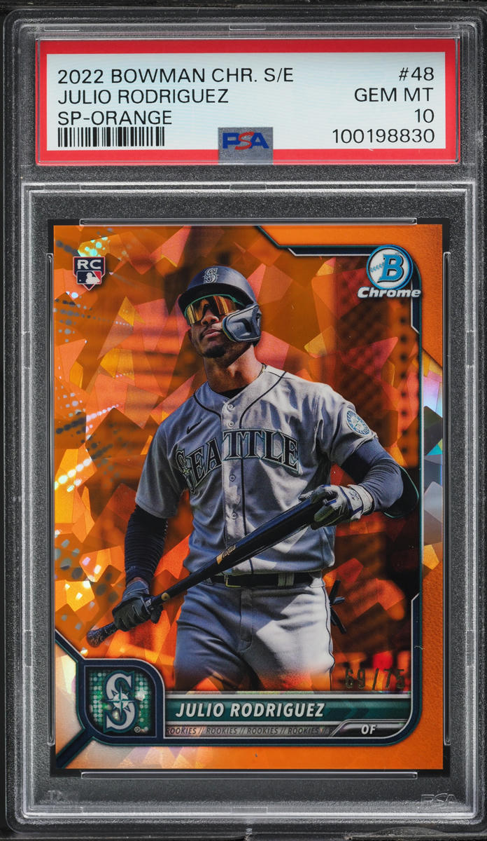 2022 Bowman Chrome Sapphire Orange Julio Rodriguez ROOKIE /75 #48 PSA 10 GEM
