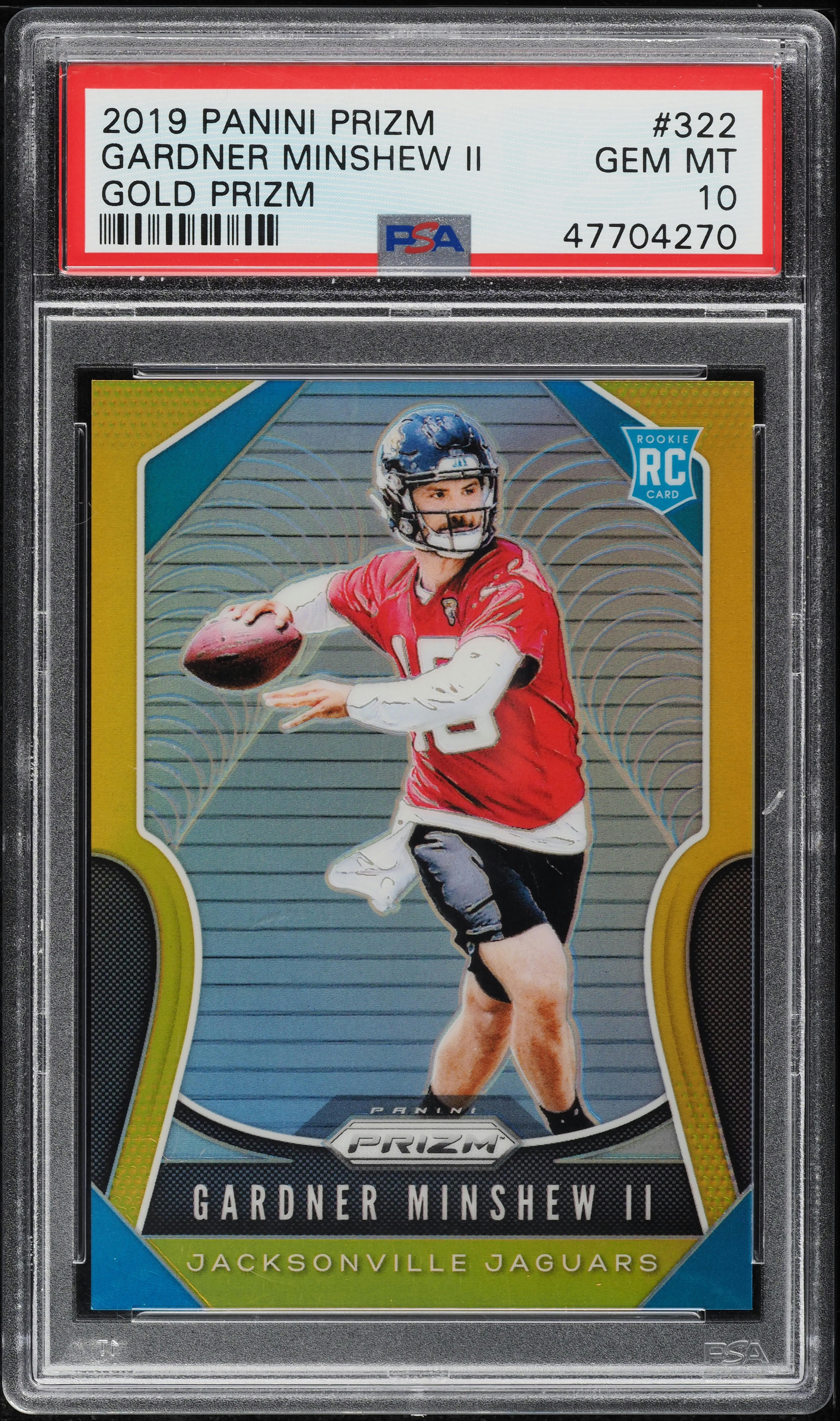 2019 Panini Prizm Gold Gardner Minshew II ROOKIE /10 #322 PSA 10 GEM MINT