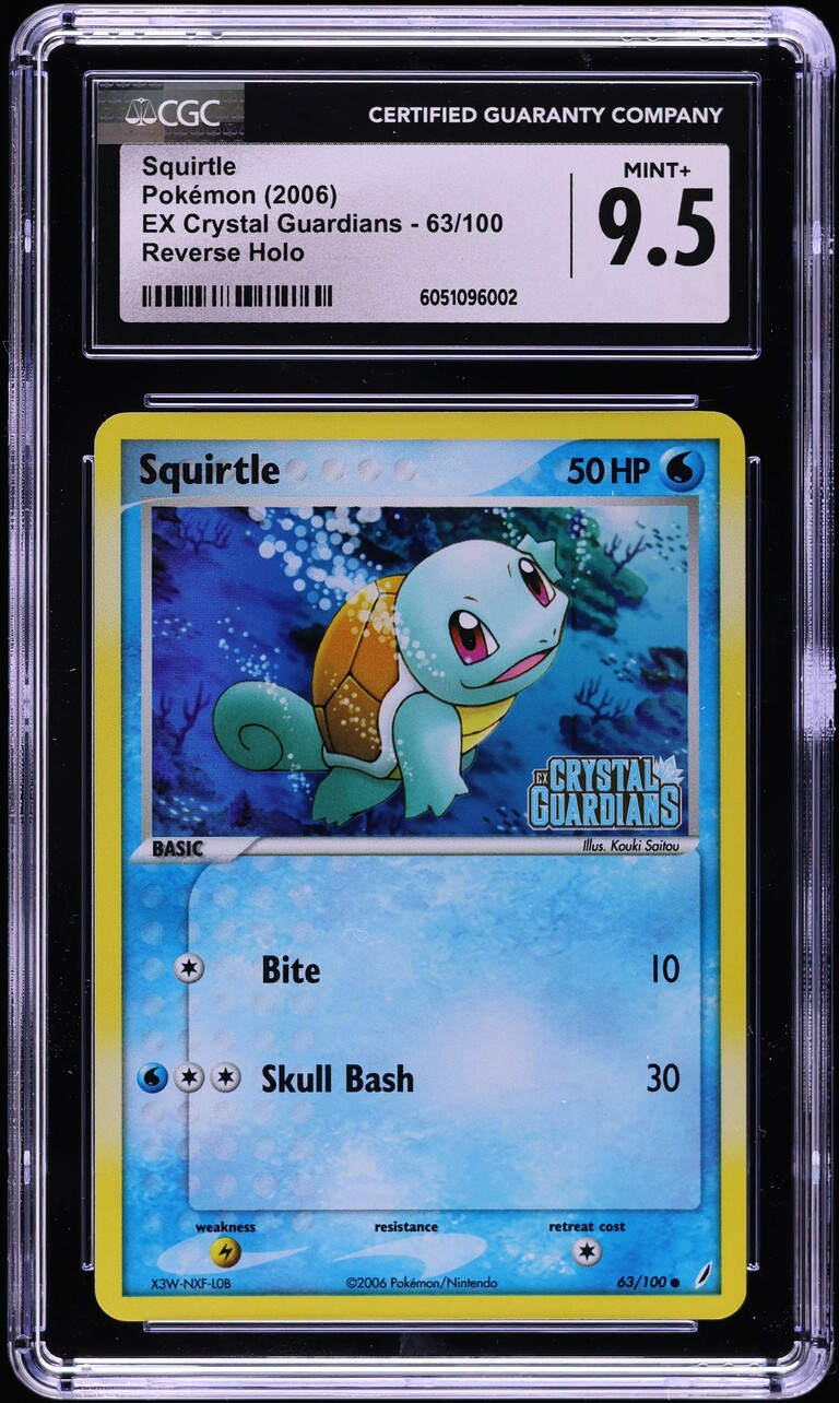 2006 Pokemon EX Crystal Guardians Reverse Holo Squirtle #63 CGC 9.5 MINT+