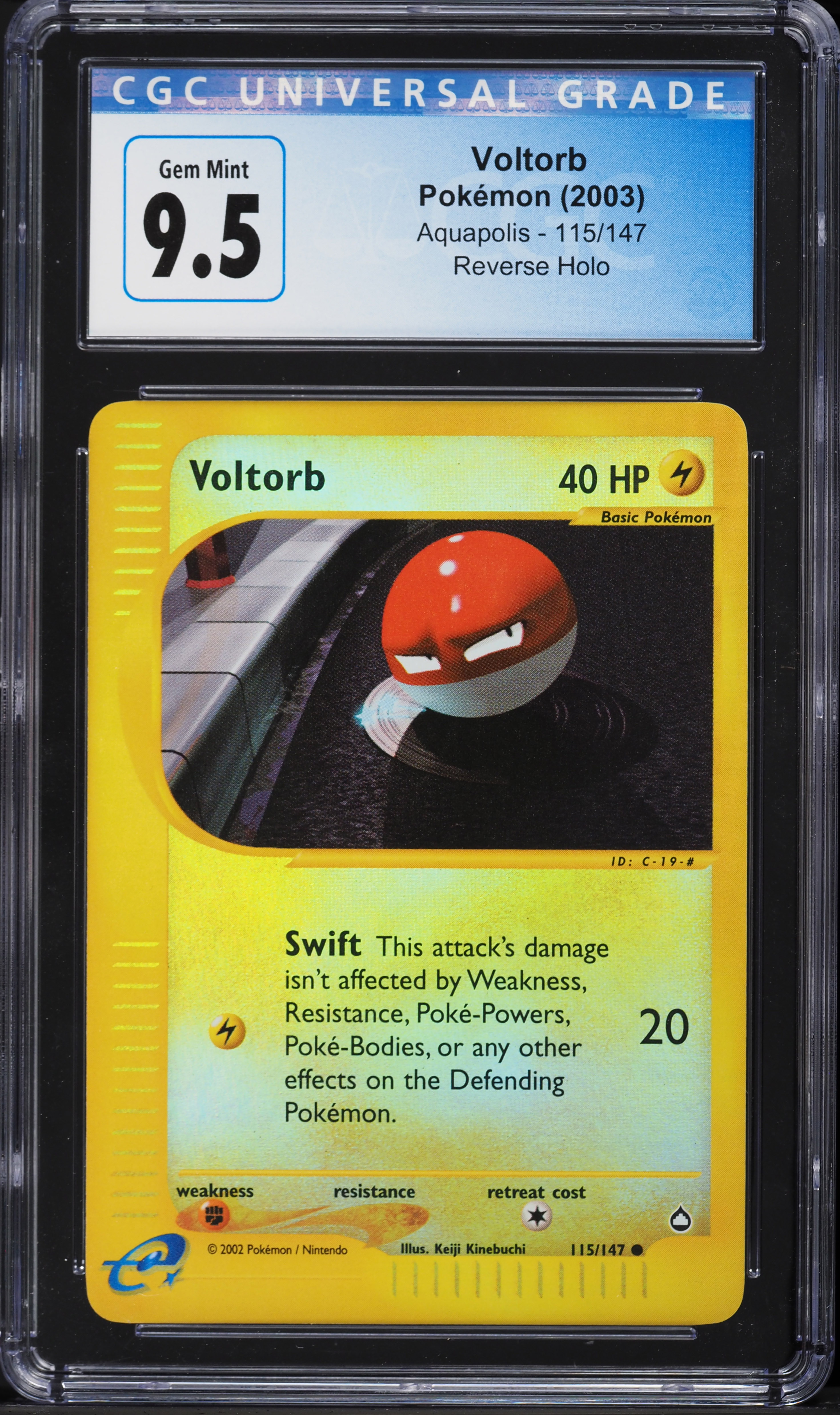 2003 Pokemon Aquapolis Reverse Holo Voltorb #115 CGC 9.5 GEM MINT