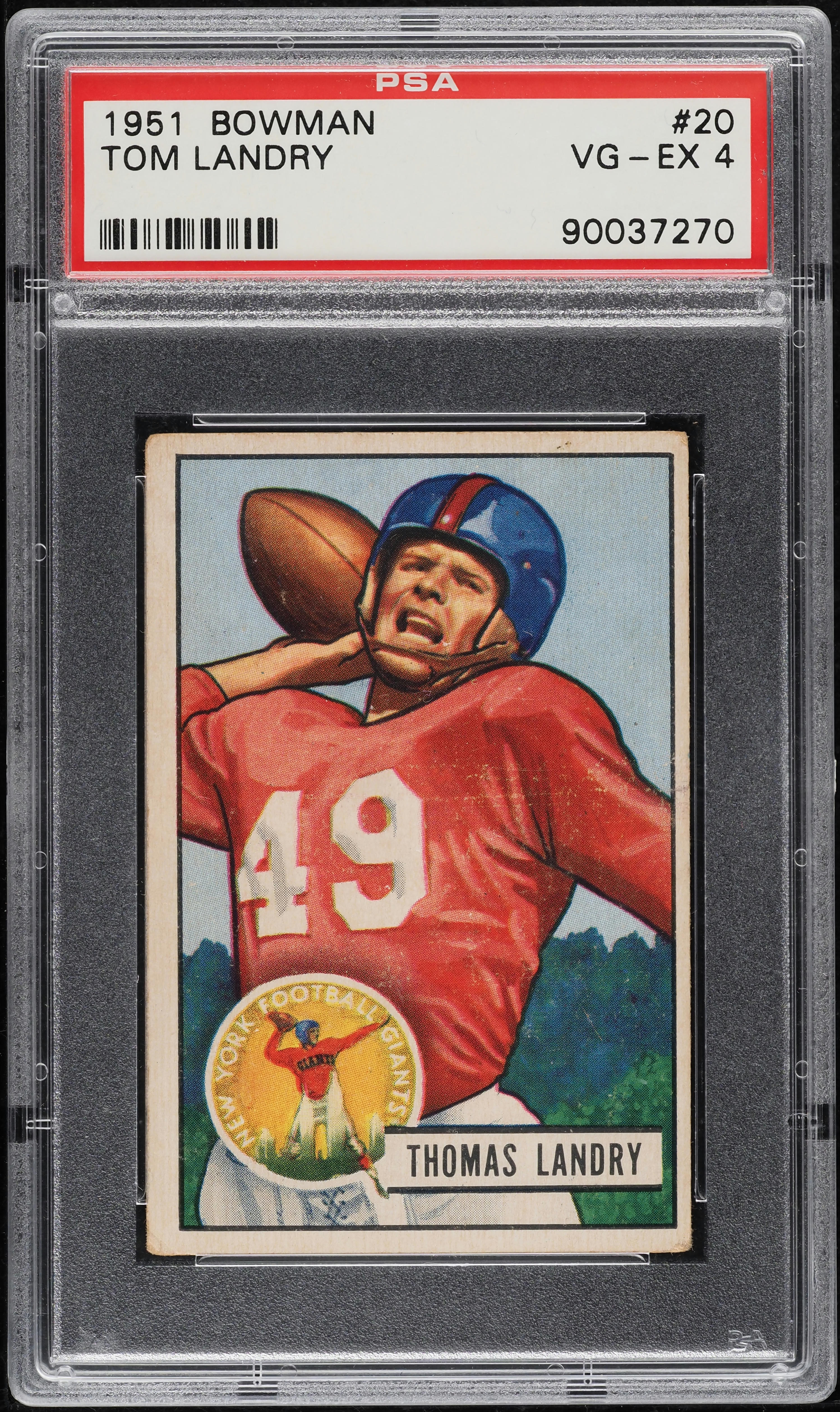 1951 Bowman Football Tom Landry ROOKIE #20 PSA 4 VGEX