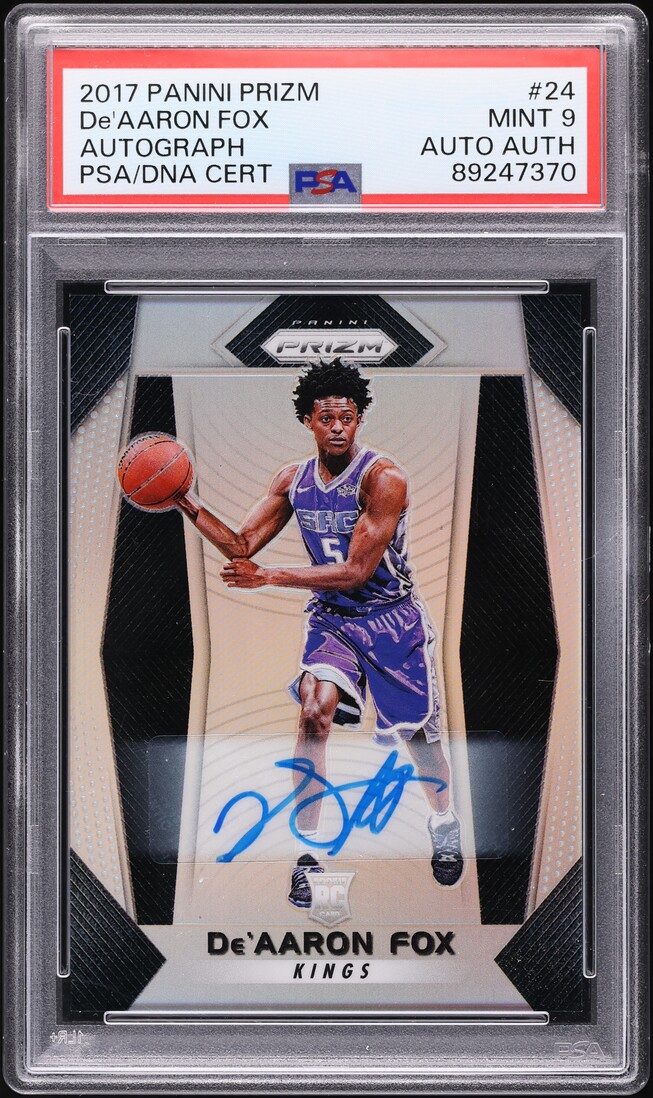 2017 Panini Prizm Silver De'Aaron Fox ROOKIE AUTO #24 PSA/DNA 9 MINT