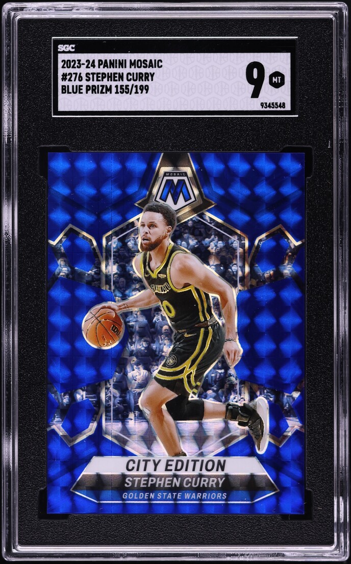 2023 Panini Mosaic Blue Prizm Stephen Curry /199 #276 SGC 9 MINT