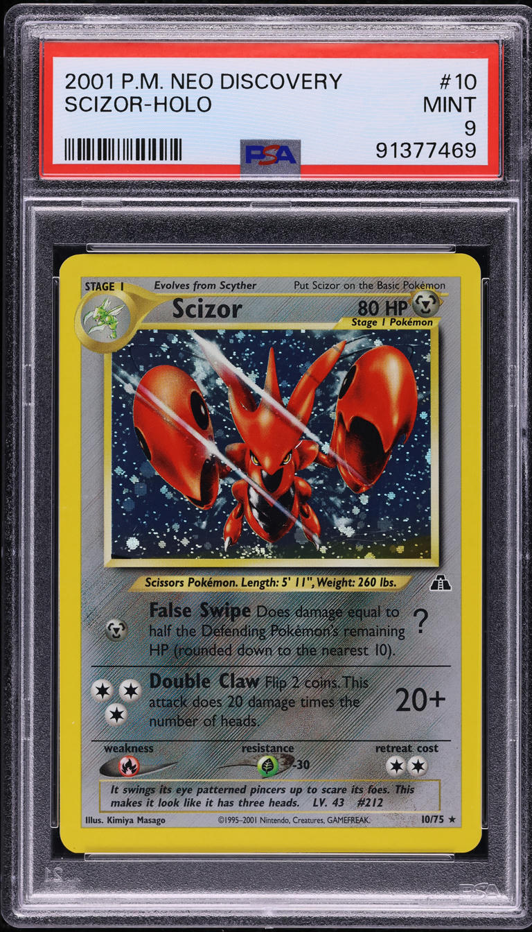 2001 Pokemon Neo Discovery Holo Scizor #10 PSA 9 MINT