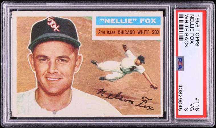 1956 Topps Nellie Fox WHITE BACK #118 PSA 3 VG