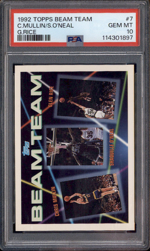1992 Topps Beam Team Glen Rice #7 Chris Mullin Shaquille O'Neal RC PSA 10