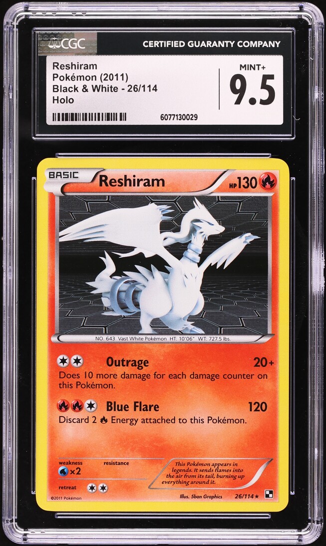 2011 Pokemon Black & White Holo Reshiram #26 CGC 9.5 MINT+