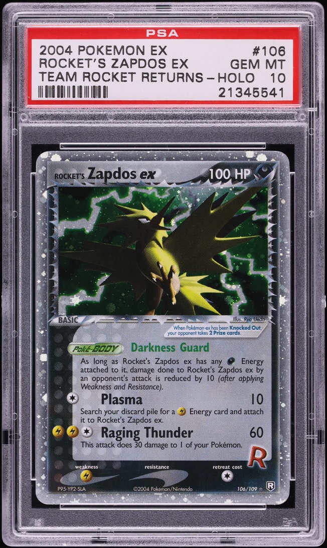 2004 Pokemon EX Team Rocket Returns Holo Rocket's Zapdos ex #106 PSA 10 GEM MINT