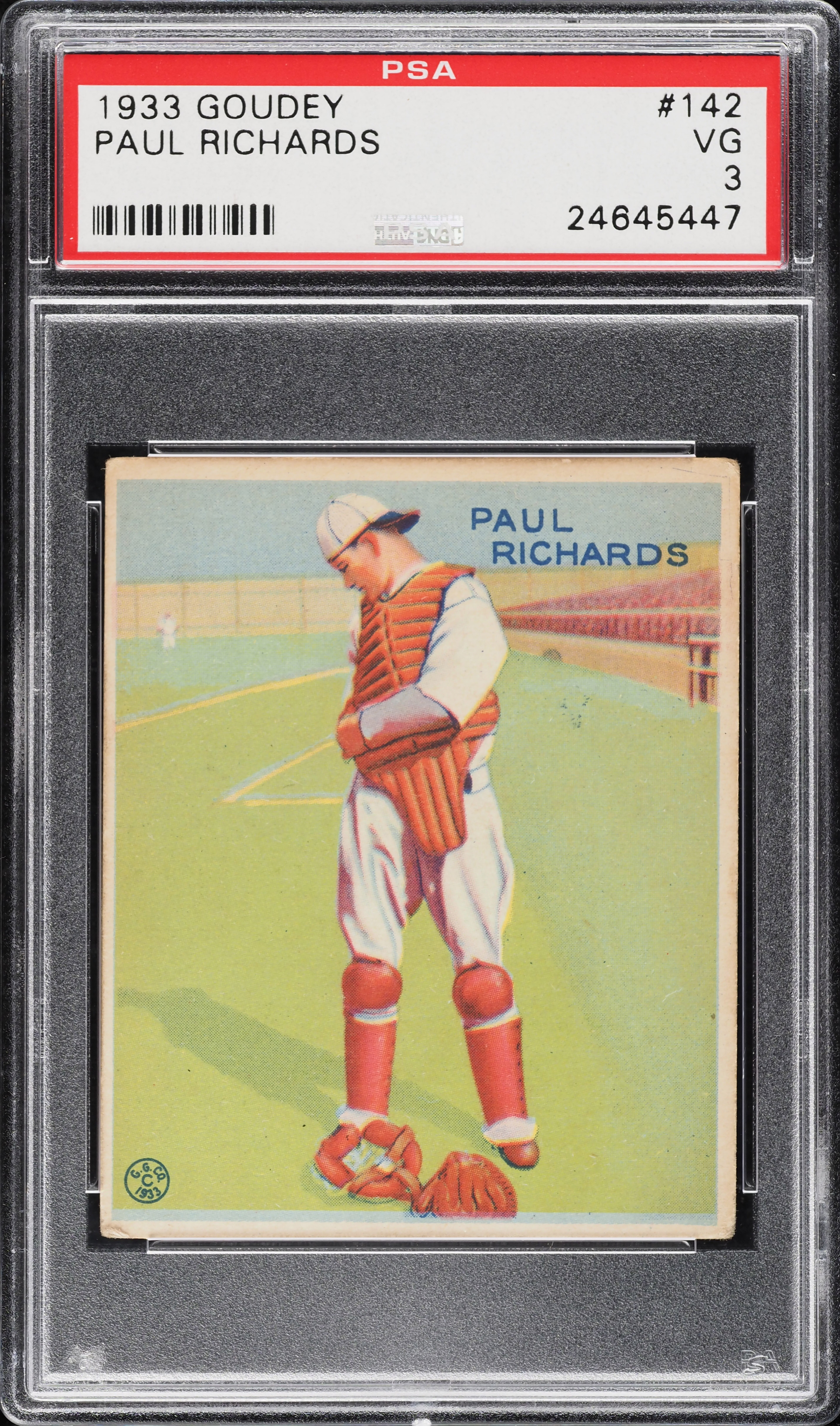 1933 Goudey Paul Richards #142 PSA 3 VG