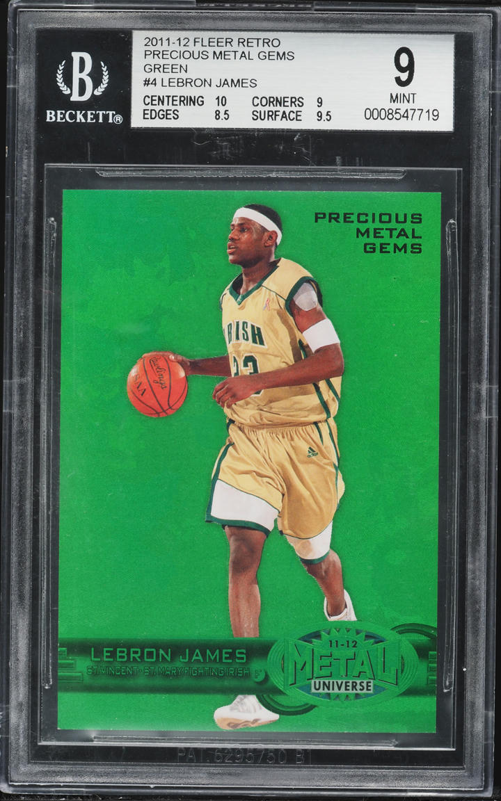 2011 Fleer Retro Precious Metal Gems Green LeBron James /10 #PM-4 BGS 9 MINT