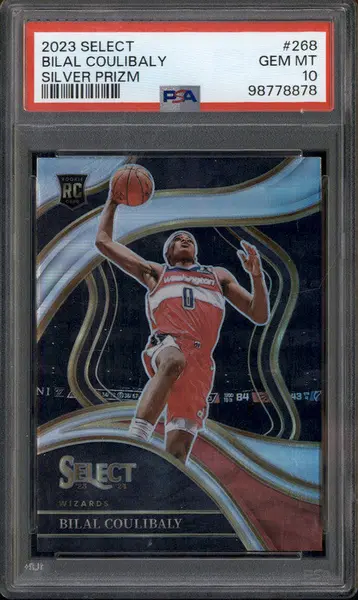 2023-24 Panini Select Silver Prizms #268 Bilal Coulibaly RC Courtside PSA 10
