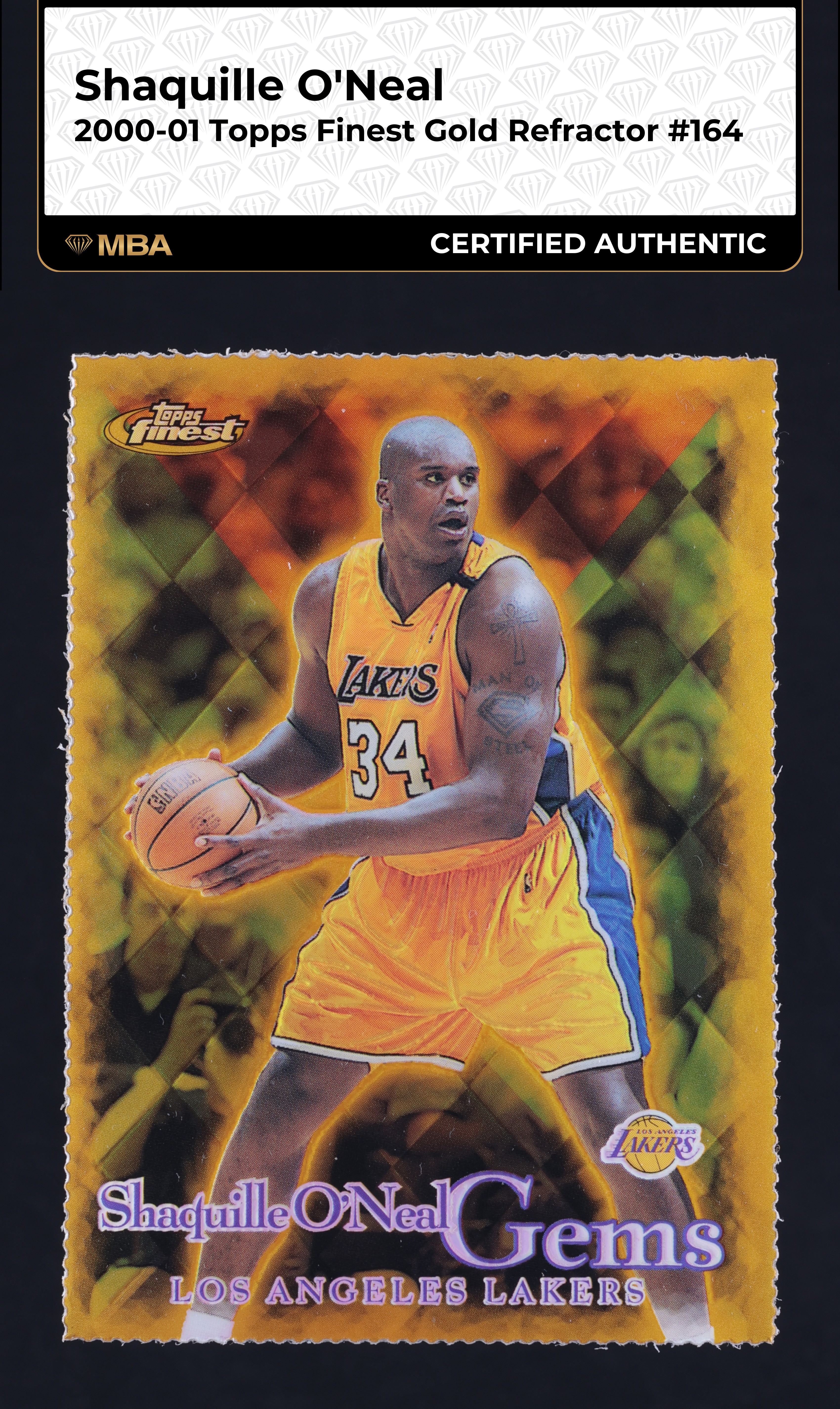 2000 Finest Gold Refractor Shaquille O'Neal /100 #164 MBA AUTH