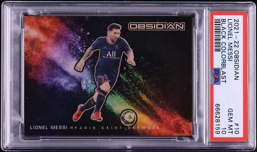2021 Panini Obsidian Black Colorblast Lionel Messi #10 PSA 10 GEM MINT