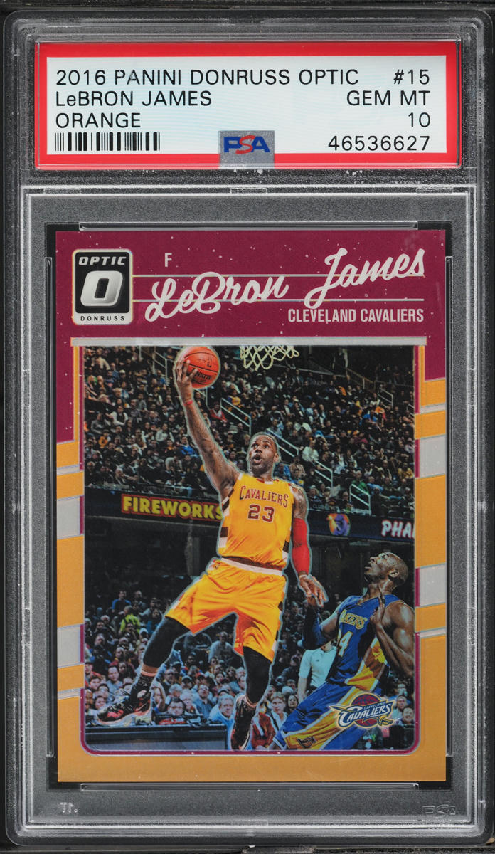 2016 Donruss Optic Orange LeBron James w/ Kobe Bryant /199 #15 PSA 10 GEM MINT