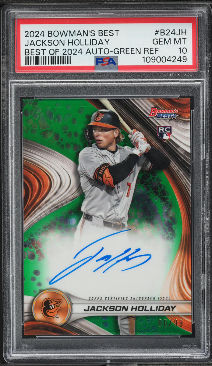 2024 Bowman's Best Green Refractor Jackson Holliday ROOKIE AUTO /99  PSA 10 GEM