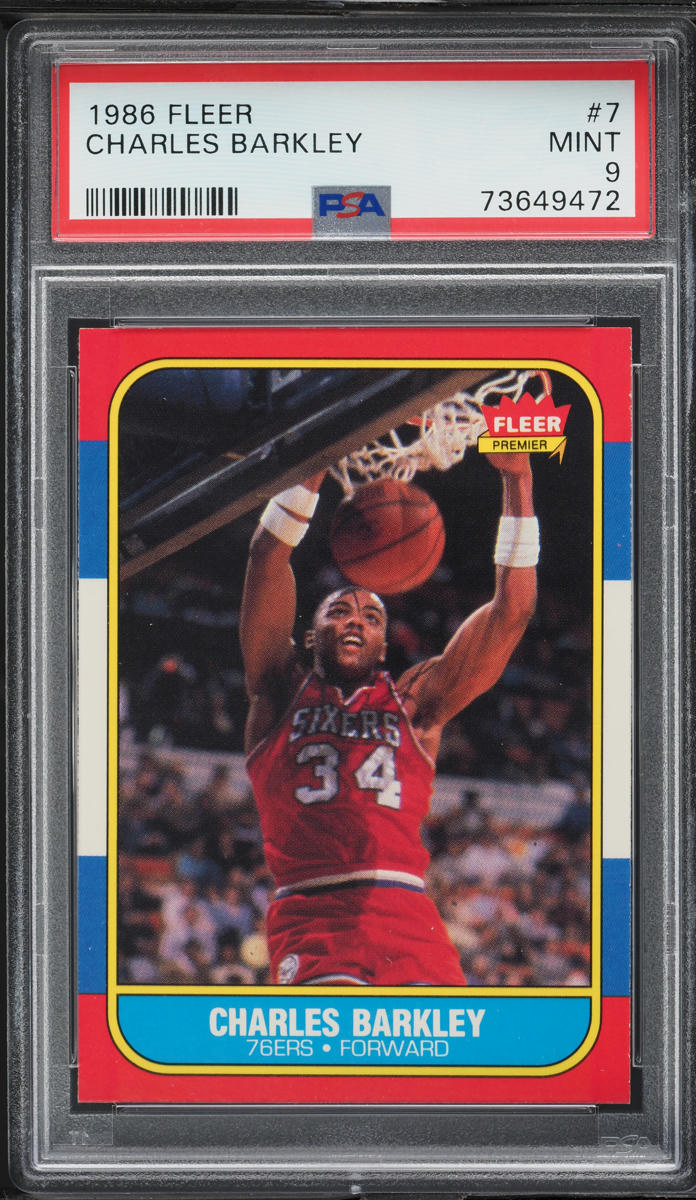 1986 Fleer Basketball Charles Barkley ROOKIE #7 PSA 9 MINT