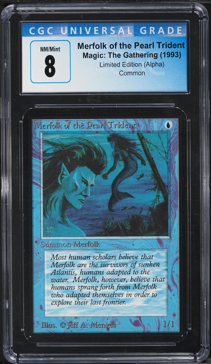 1993 Magic The Gathering MTG Alpha Merfolk Of The Pearl Trident CGC 8 NM-MT