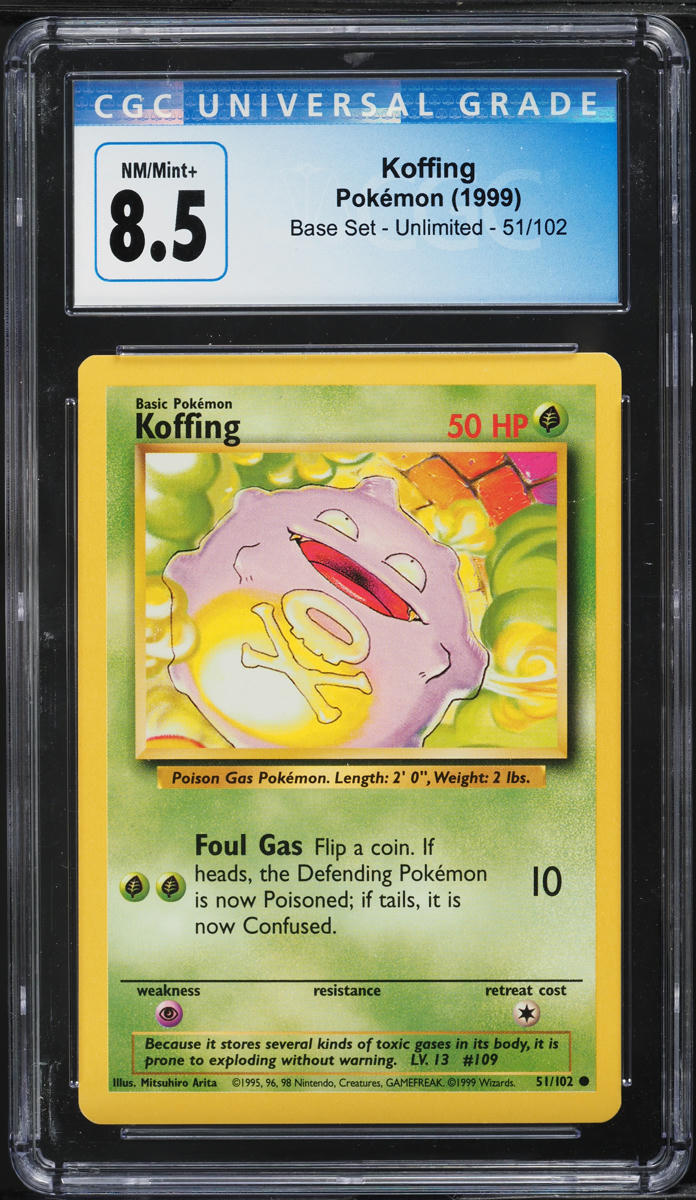 1999 Pokemon Base Set Koffing #51 CGC 8.5 NM-MT+