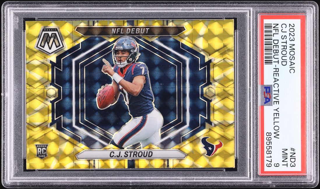 2023 Panini Mosaic Reactive Yellow CJ Stroud ROOKIE #ND-3 PSA 9 MINT