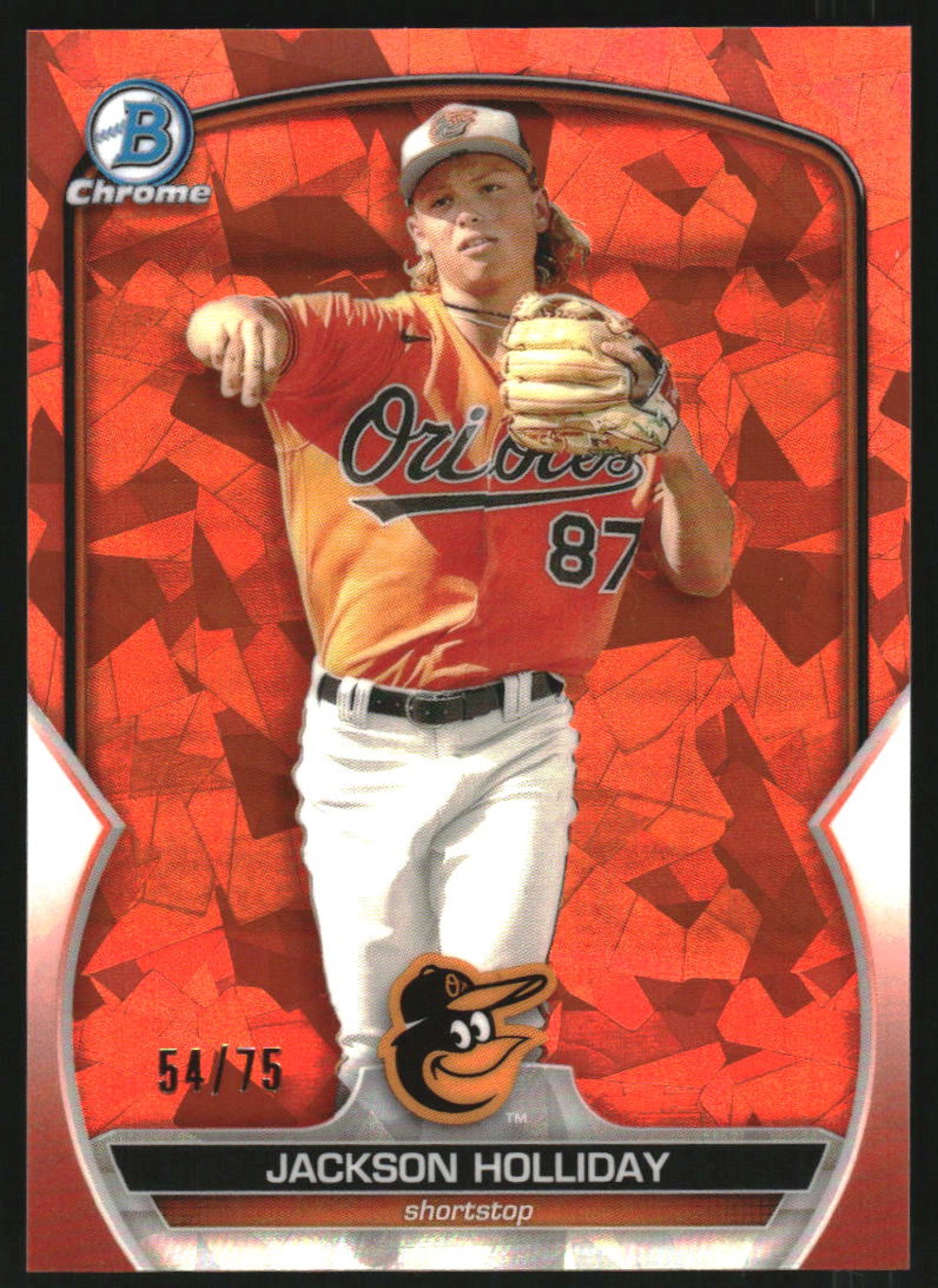 2023 Bowman Chrome Sapphire Chrome Prospect Orange #BCP-227 Jackson Holliday /75