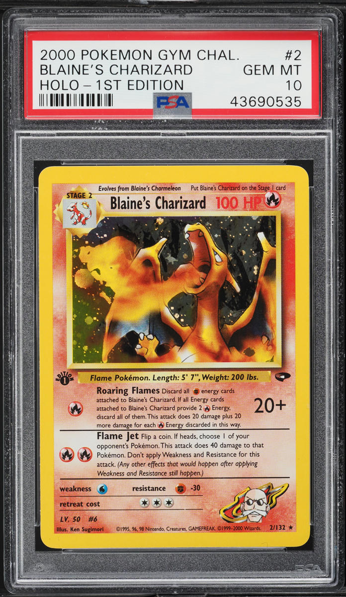2000 Pokemon Gym Challenge 1st Edition Holo Blaine's Charizard #2 PSA 10 GEM
