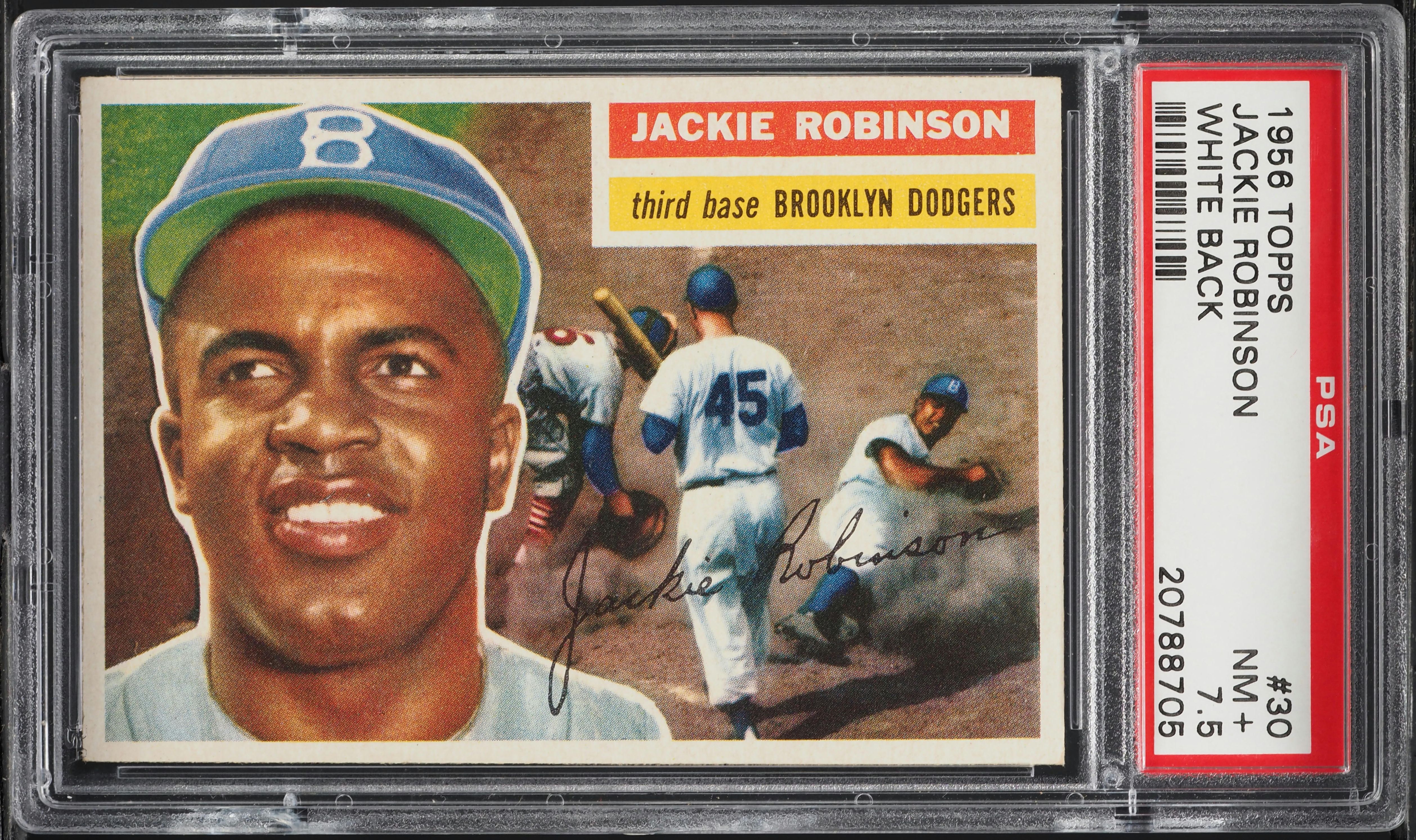 1956 Topps Jackie Robinson WHITE BACK #30 PSA 7.5 NRMT+