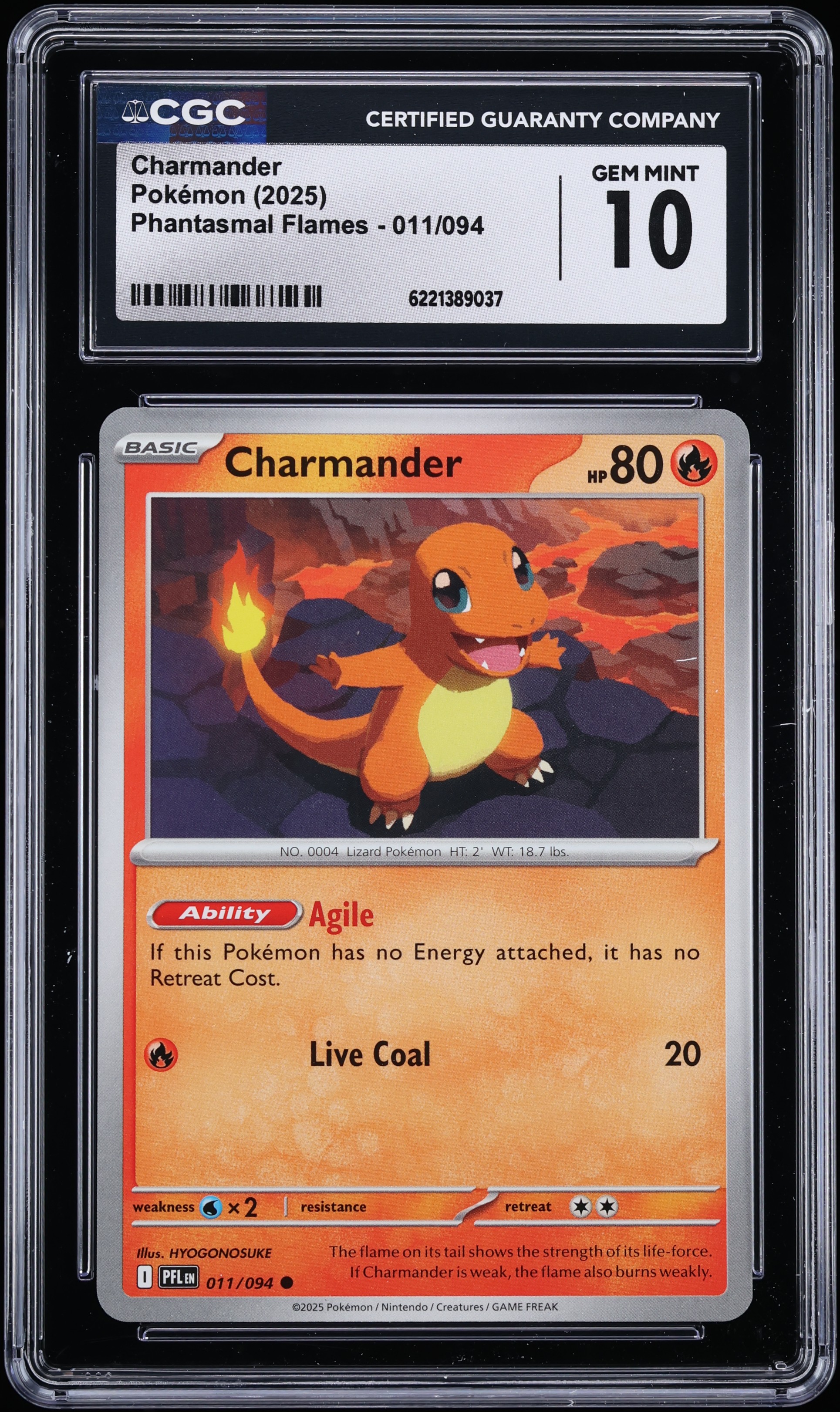 2025 Pokemon Mega Evolution Phantasmal Flames Charmander #11 CGC 10 GEM MINT