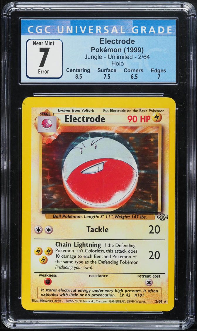 1999 Pokemon Jungle Error Holo Electrode 2 CGC 7 NRMT Weekly Sunday