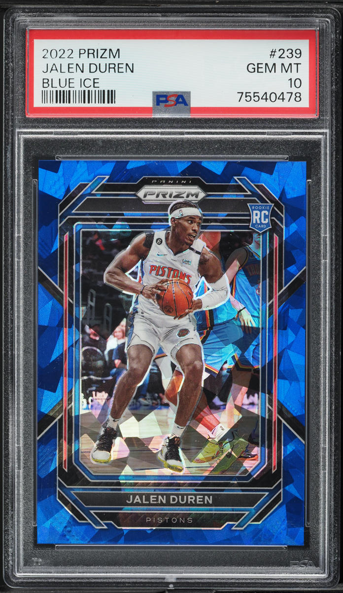 2022 Panini Prizm Blue Ice Jalen Duren ROOKIE /125 #239 PSA 10 GEM MINT
