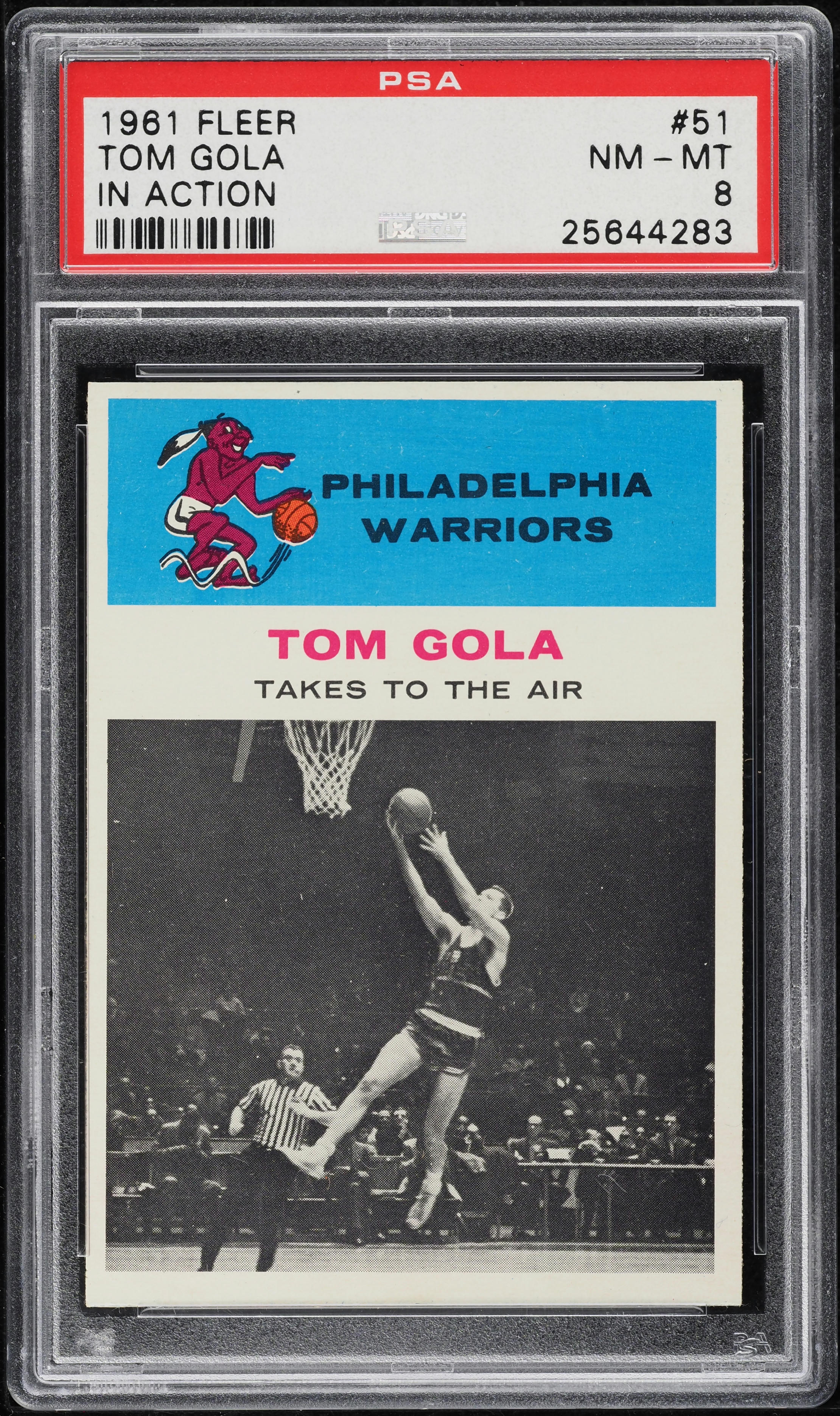 1961 Fleer Basketball Tom Gola IN ACTION #51 PSA 8 NM-MT
