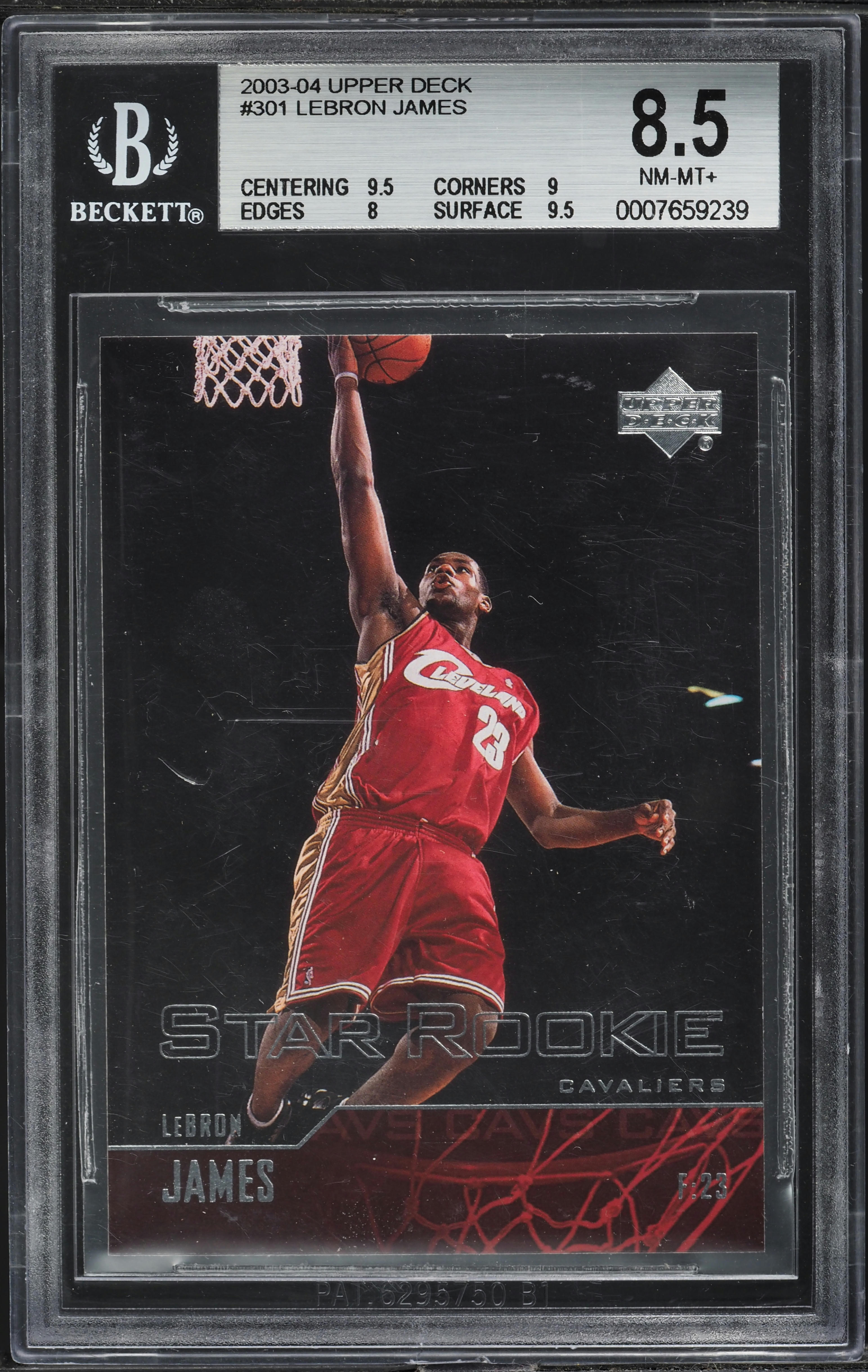 2003 Upper Deck Basketball LeBron James ROOKIE #301 BGS 8.5 NM-MT+