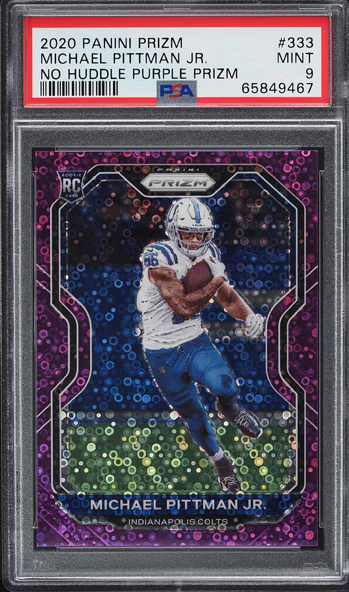 2020 Panini Prizm No Huddle Purple Prizms Michael Pittman Jr. RC /35 #333 PSA 9