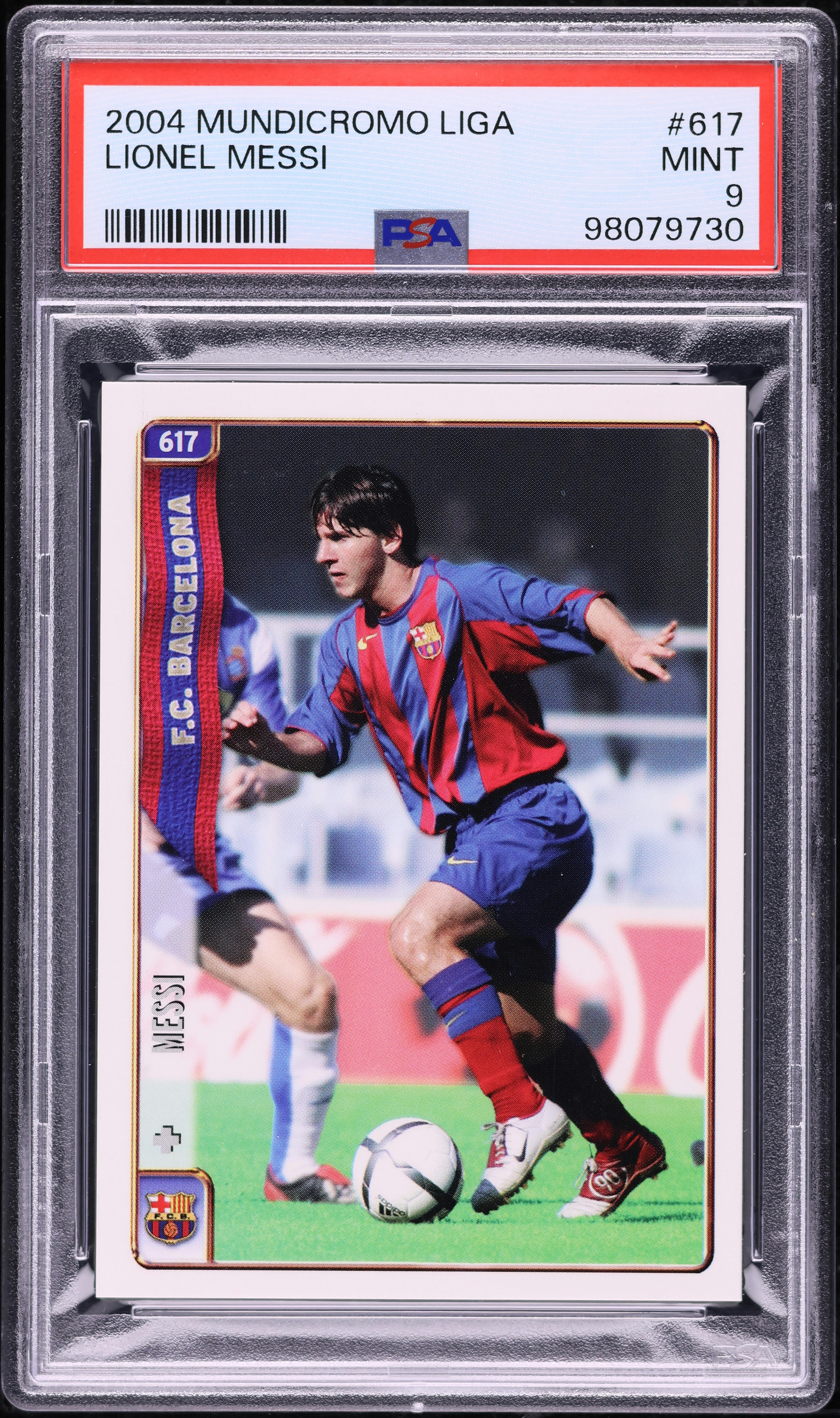 2004 Mundi Cromo Liga Soccer Lionel Messi ROOKIE #617 PSA 9 MINT
