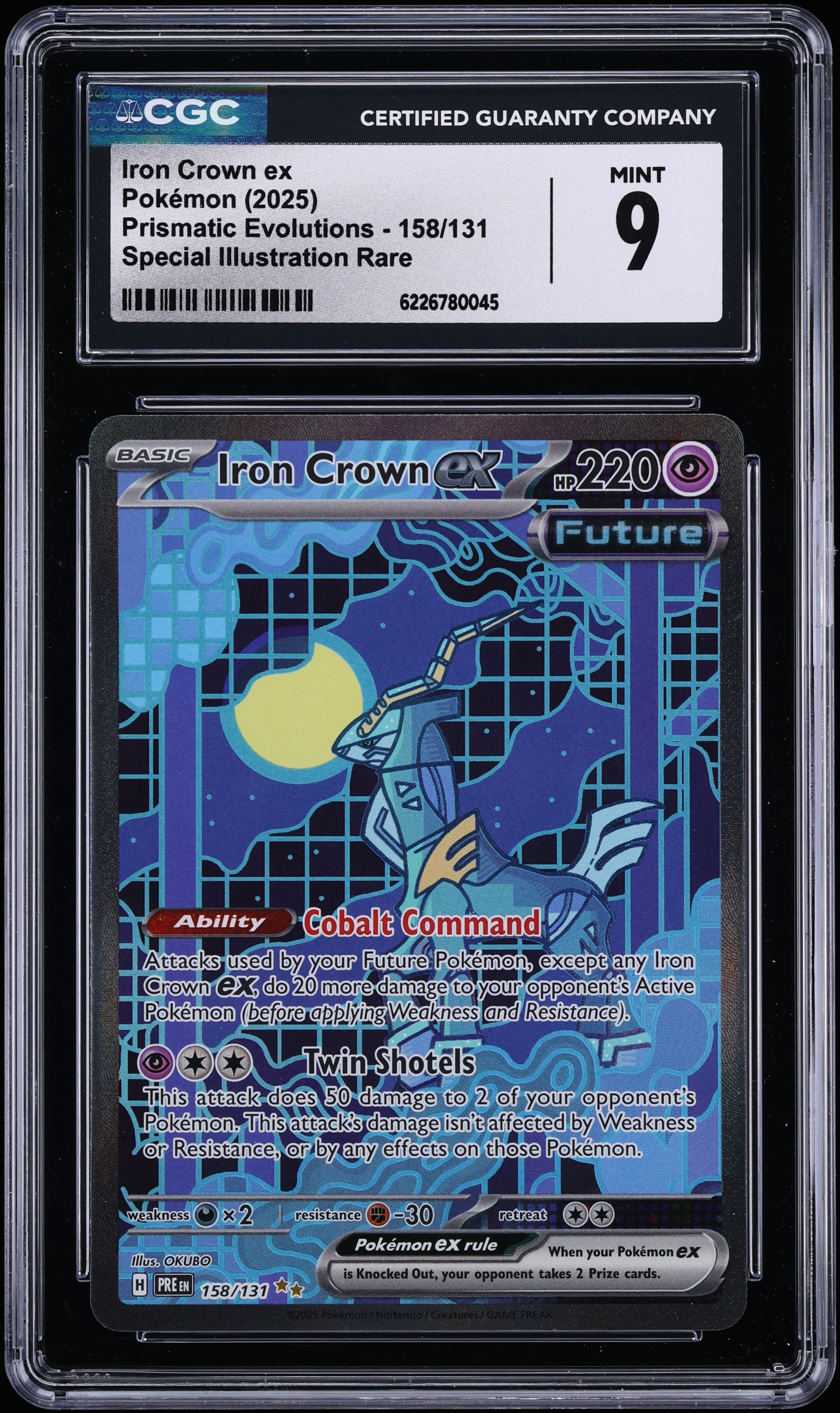 2025 Pokemon Scarlet & Violet Prismatic Evolutions SIR Iron Crown EX #158 CGC 9 MINT