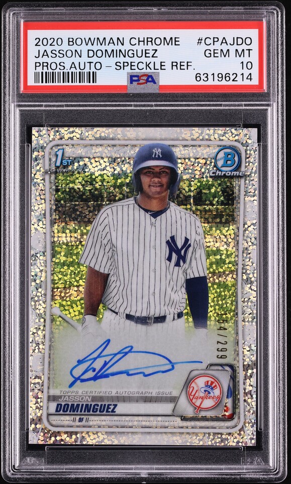 2020 Bowman Chrome Speckle Refractor Jasson Dominguez PROSPECT AUTO /299 PSA 10