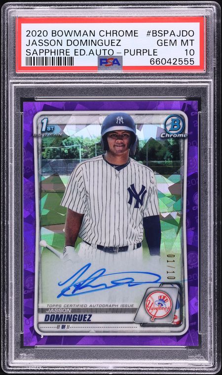 2020 Bowman Chrome Sapphire Purple Jasson Dominguez PROSPECT AUTO 1/10 PSA 10