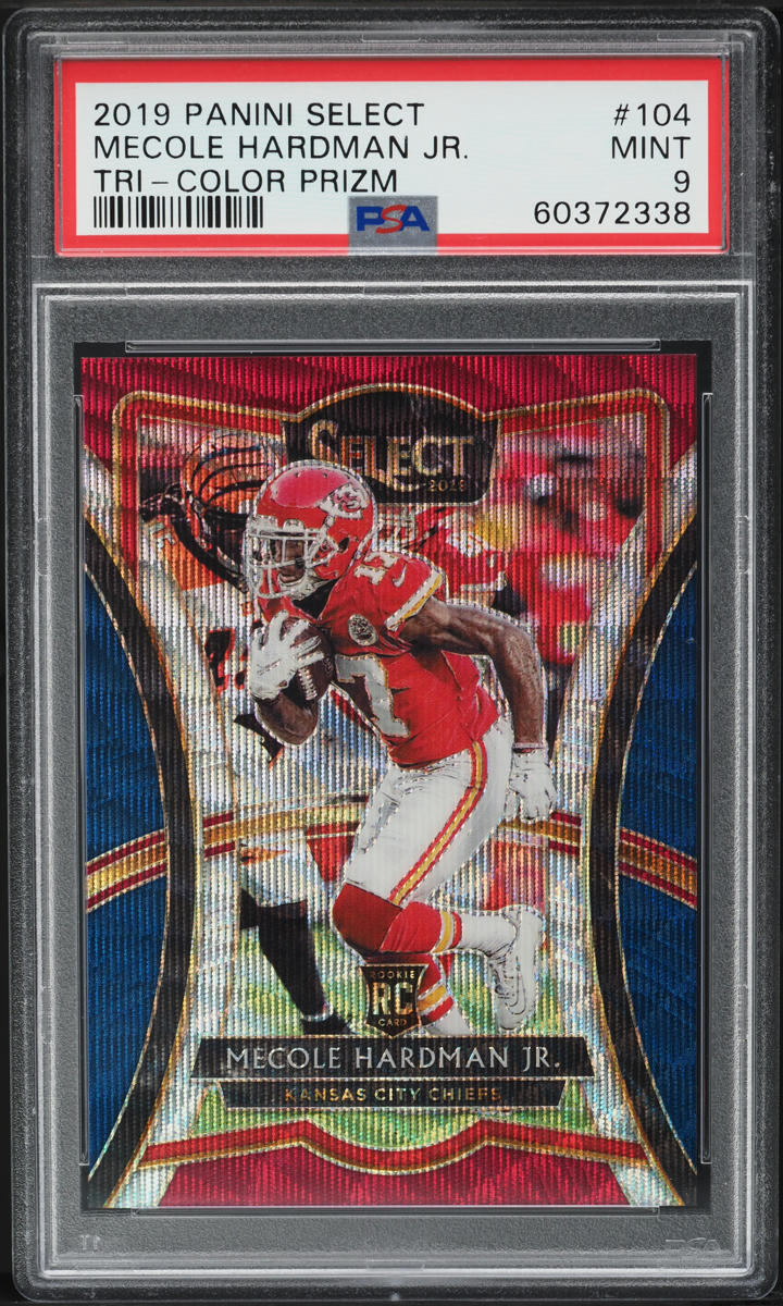 2019 Select Premier Level Tri-Color Prizm Mecole Hardman Jr. RC /199 #104 PSA 9