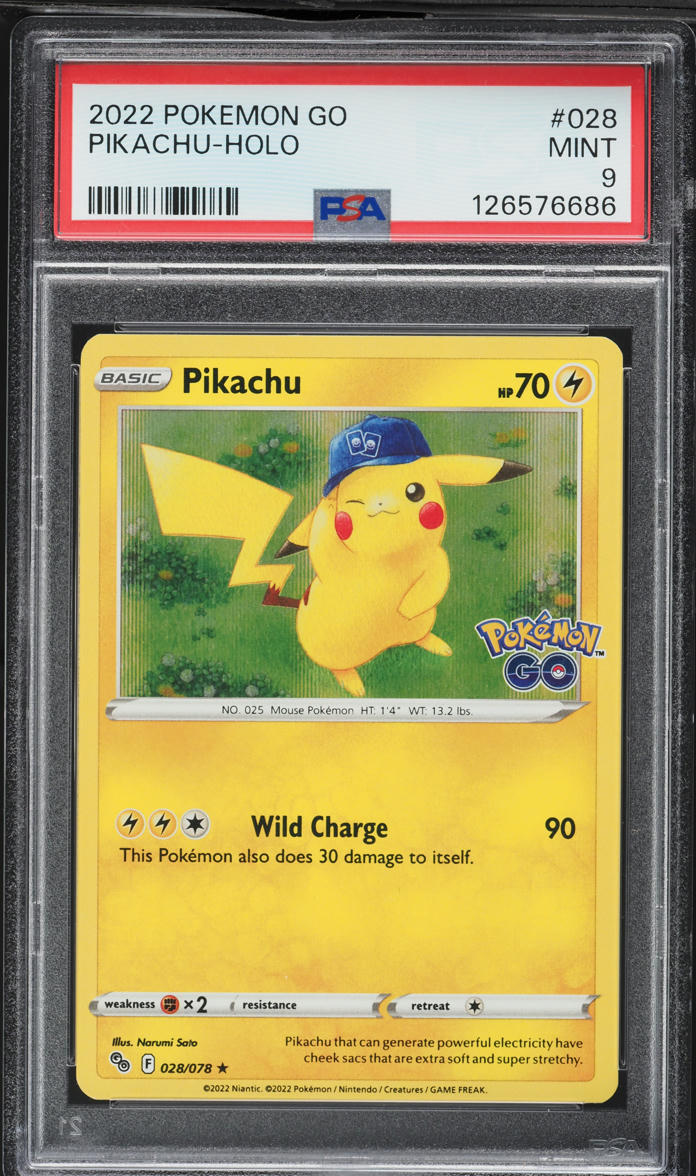 2022 Pokemon Japanese Sword & Shield Pokemon GO Holo Pikachu #28 PSA 9 MINT
