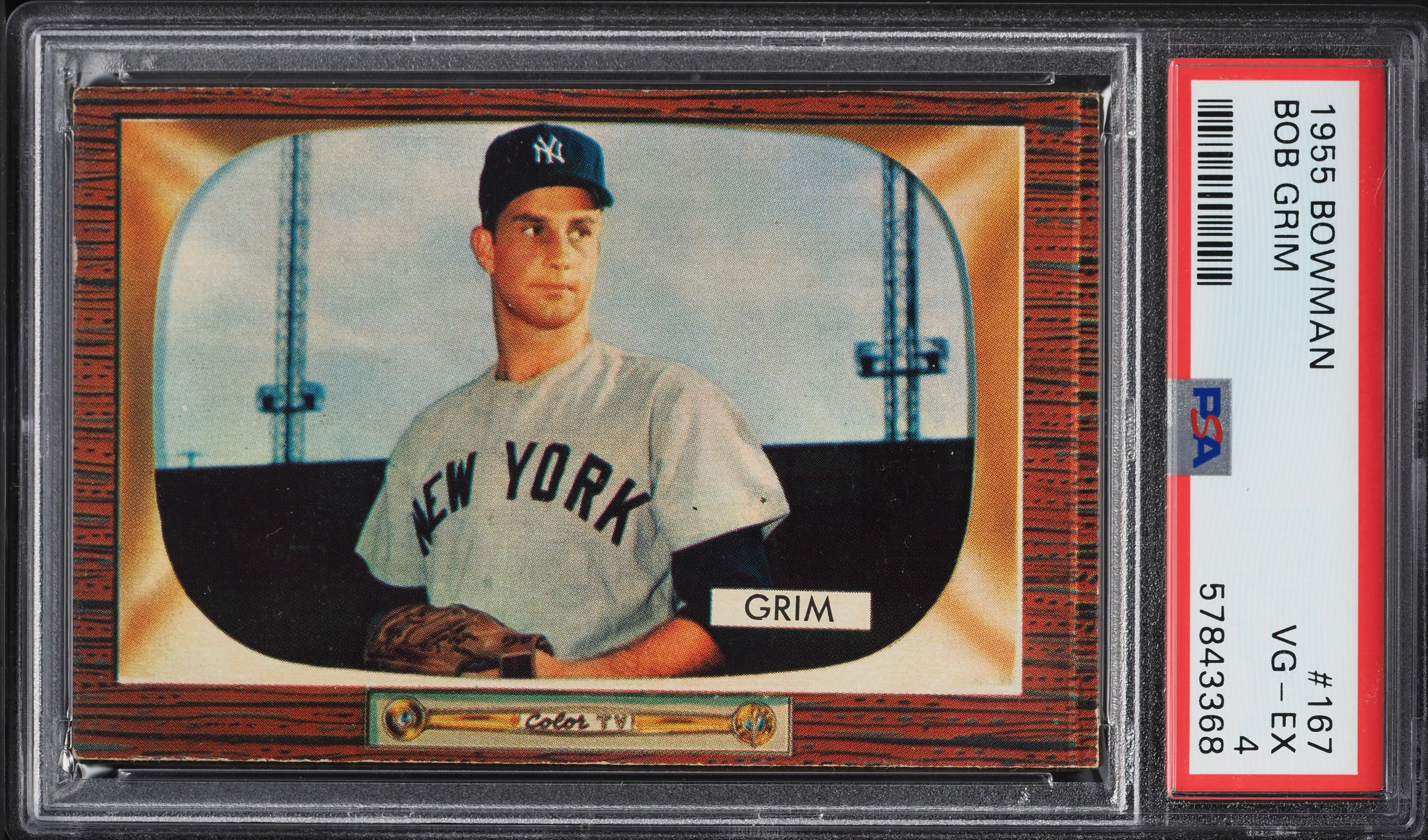 1955 Bowman Bob Grim ROOKIE #167 PSA 4 VGEX