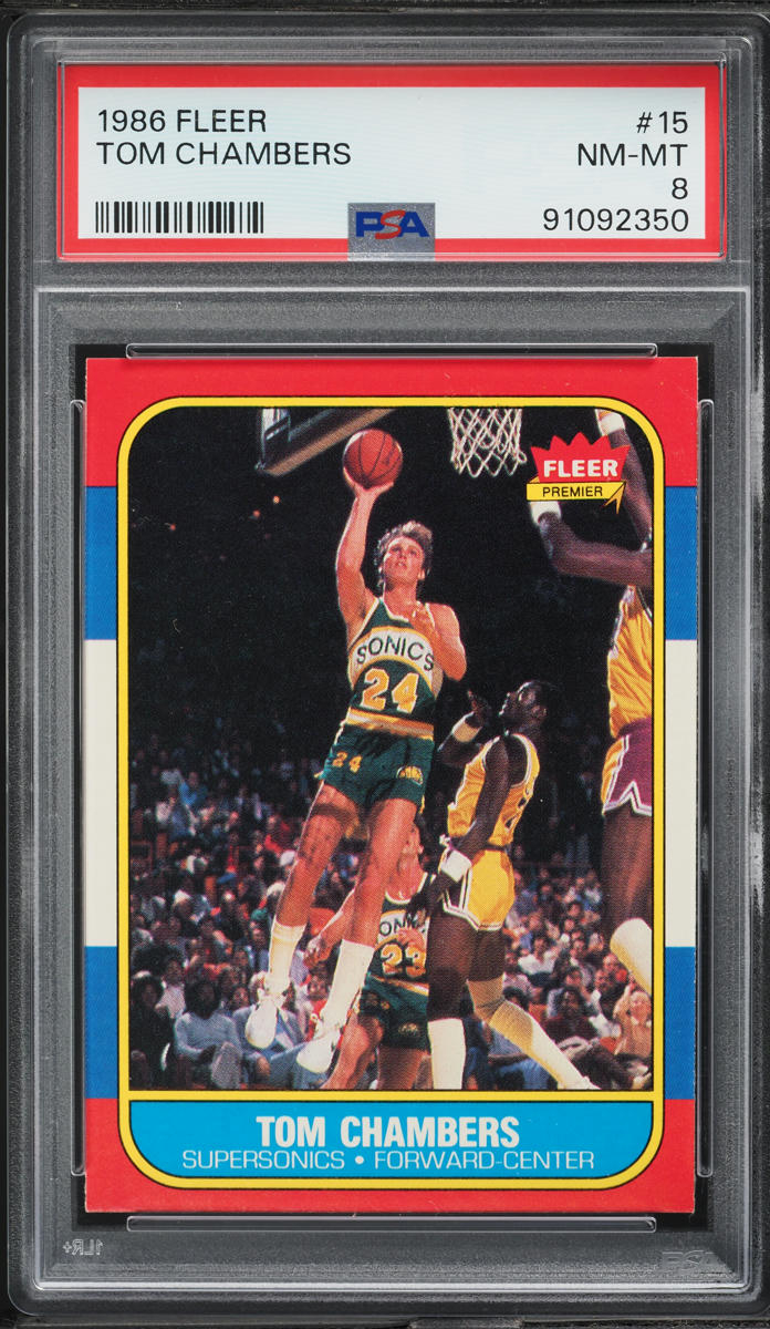 1986 Fleer Basketball Tom Chambers #15 PSA 8 NM-MT