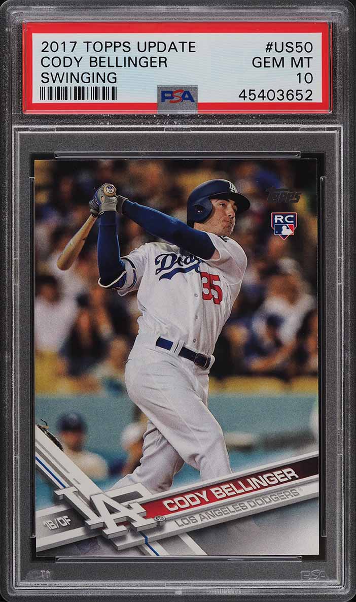 2017 Topps Update Swinging Cody Bellinger ROOKIE RC #US50 PSA 10 GEM MINT