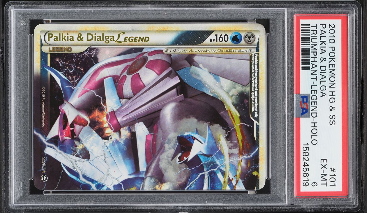 2010 Pokemon HeartGold & SoulSilver Triumphant Holo Palkia & Dialga Legend #101