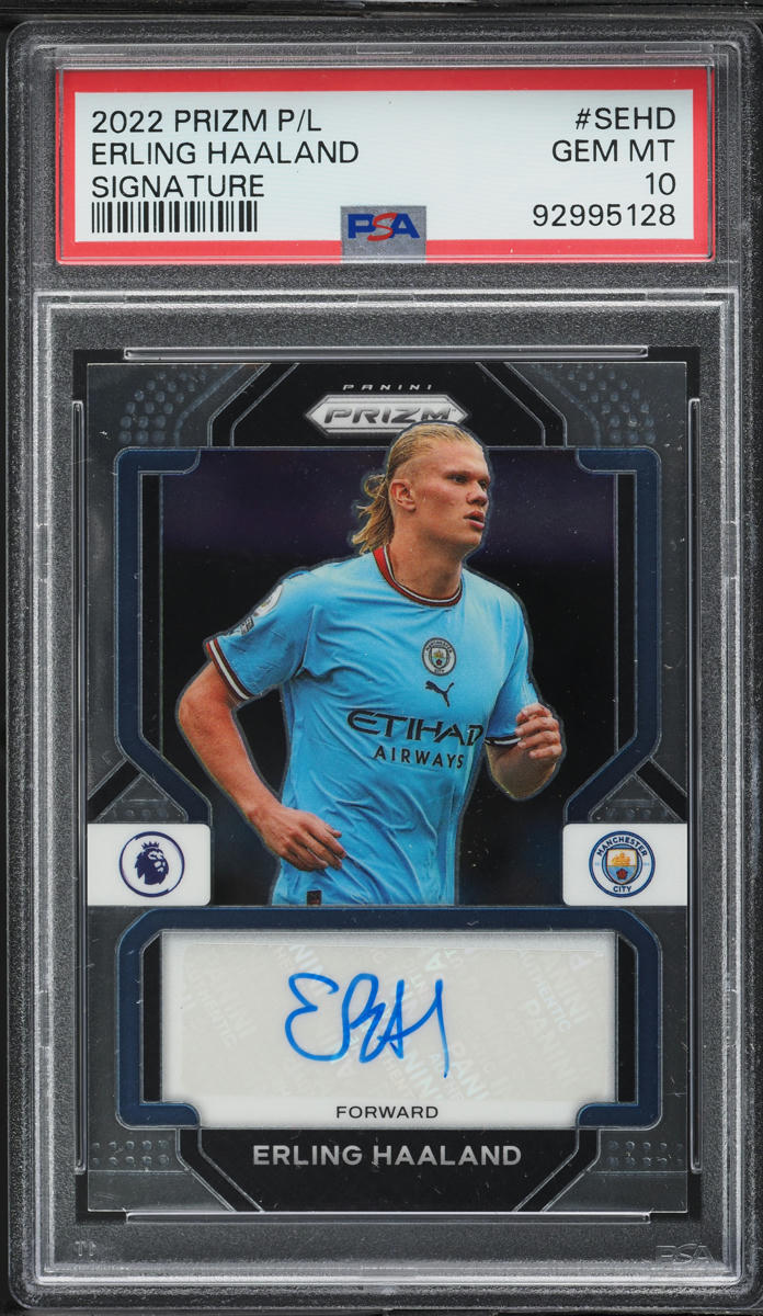 2022 Panini Prizm Premier League Erling Haaland AUTO #S-EHD PSA 10 GEM MINT