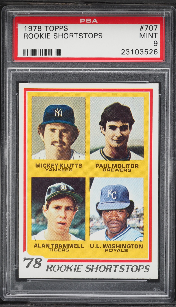 1978 Topps Shortstops Paul Molitor Alan Trammell ROOKIE #707 PSA 9 MINT